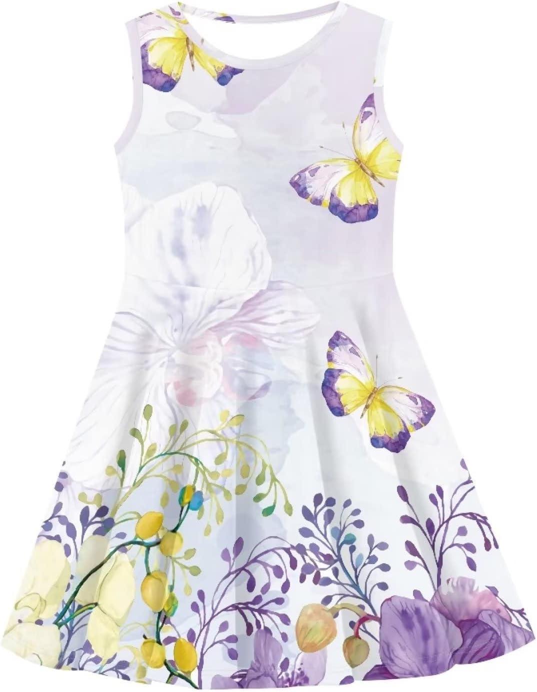 Modysero Girls Sundress Print A Line High Waist Twirly Swing Tank Dress for 3-16 Years Old Cute Birthday Dress