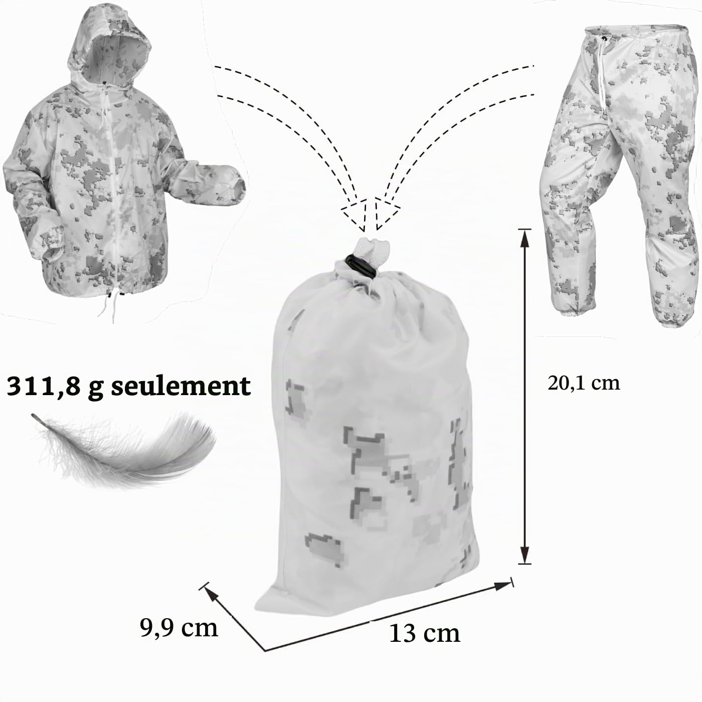 Free2Buy Combinaison tactique d'hiver Multicam Alpine Chasse Camouflage Vêtements Armée Sniper Militaire Y compris Veste, Pantalon, Sac de Transport Convient pour Unisexe (M/L/XL/XXL/XXXL)