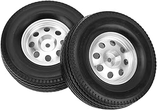 2PCS CNC Metal Wheel Rims Hubs and Rubber Tires Kit for Tamiya Tractor Truck 1/14 RC Car