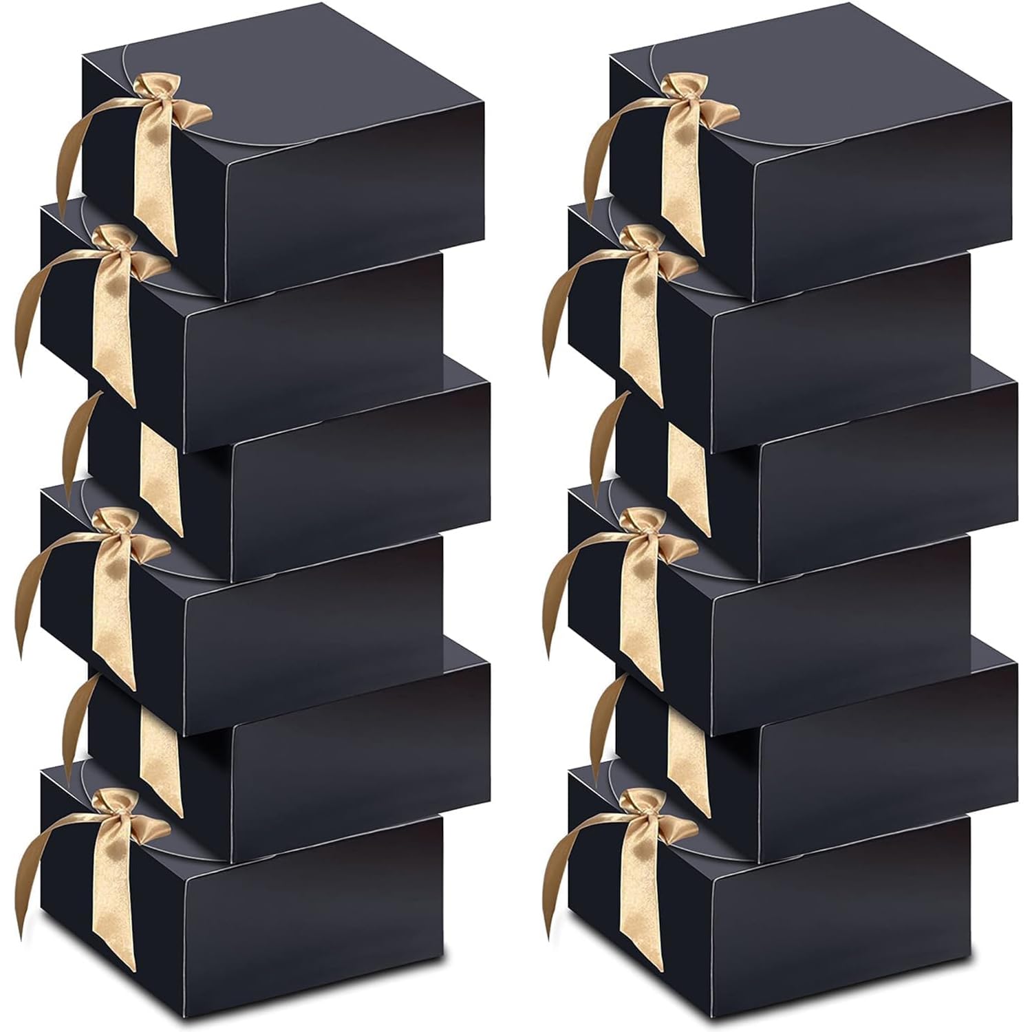 X spring Gift Boxes with Lids, 10 PCS 20 * 20 * 10 cm Kraft Paper Gift Wrap Boxes, Gift Boxes for Presents for Wedding Gift Birthday Christmas Packaging Chocolate Cupcake Crafting (Black)
