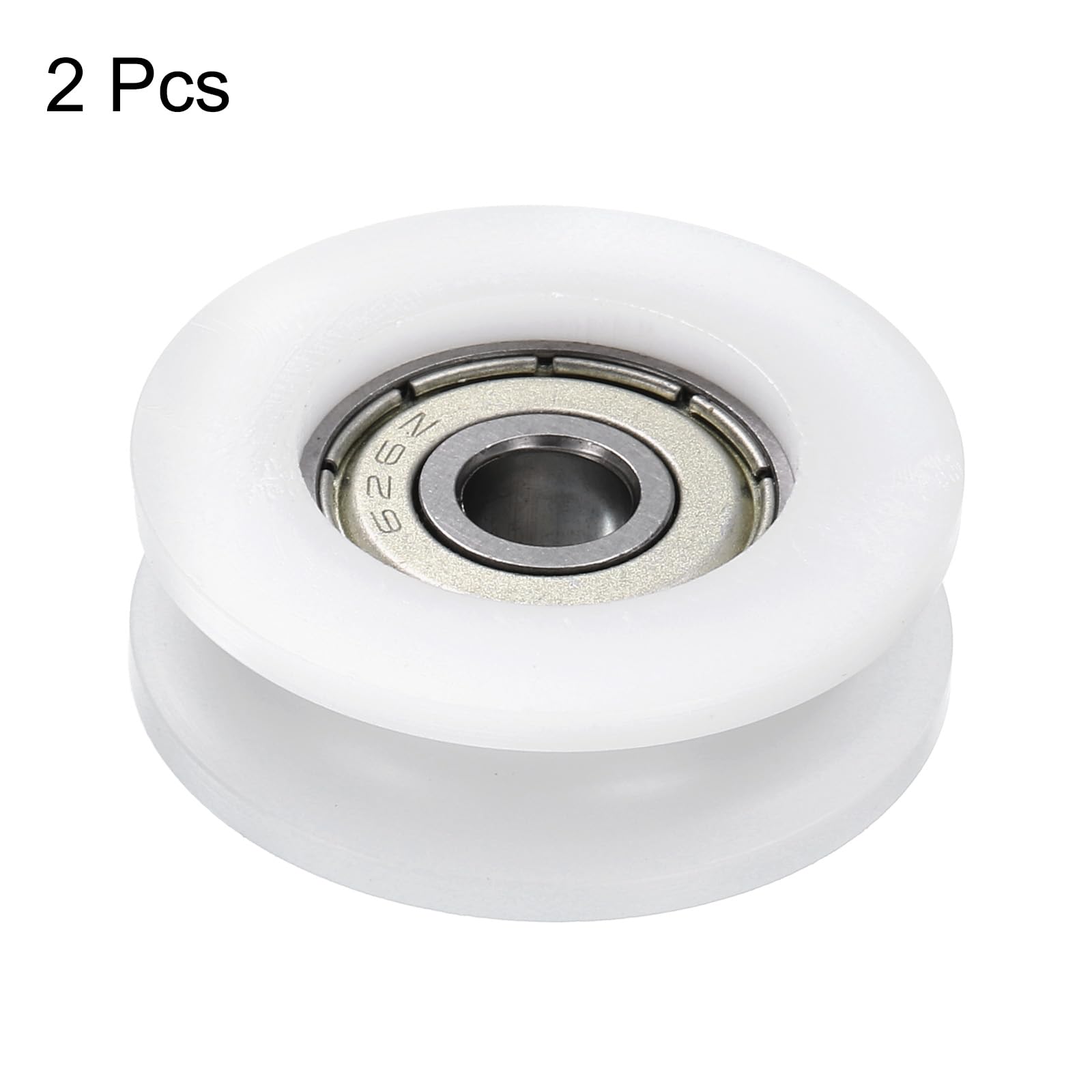 QUARKZMAN 2pz U626ZZ POM Puleggia Cuscinetto a Sfera a Gola a U 6 x 30 x 10mm Ruota a Rullo a Gola a U (GCr15) Cuscinetti in Acciaio Cromato, Bianco