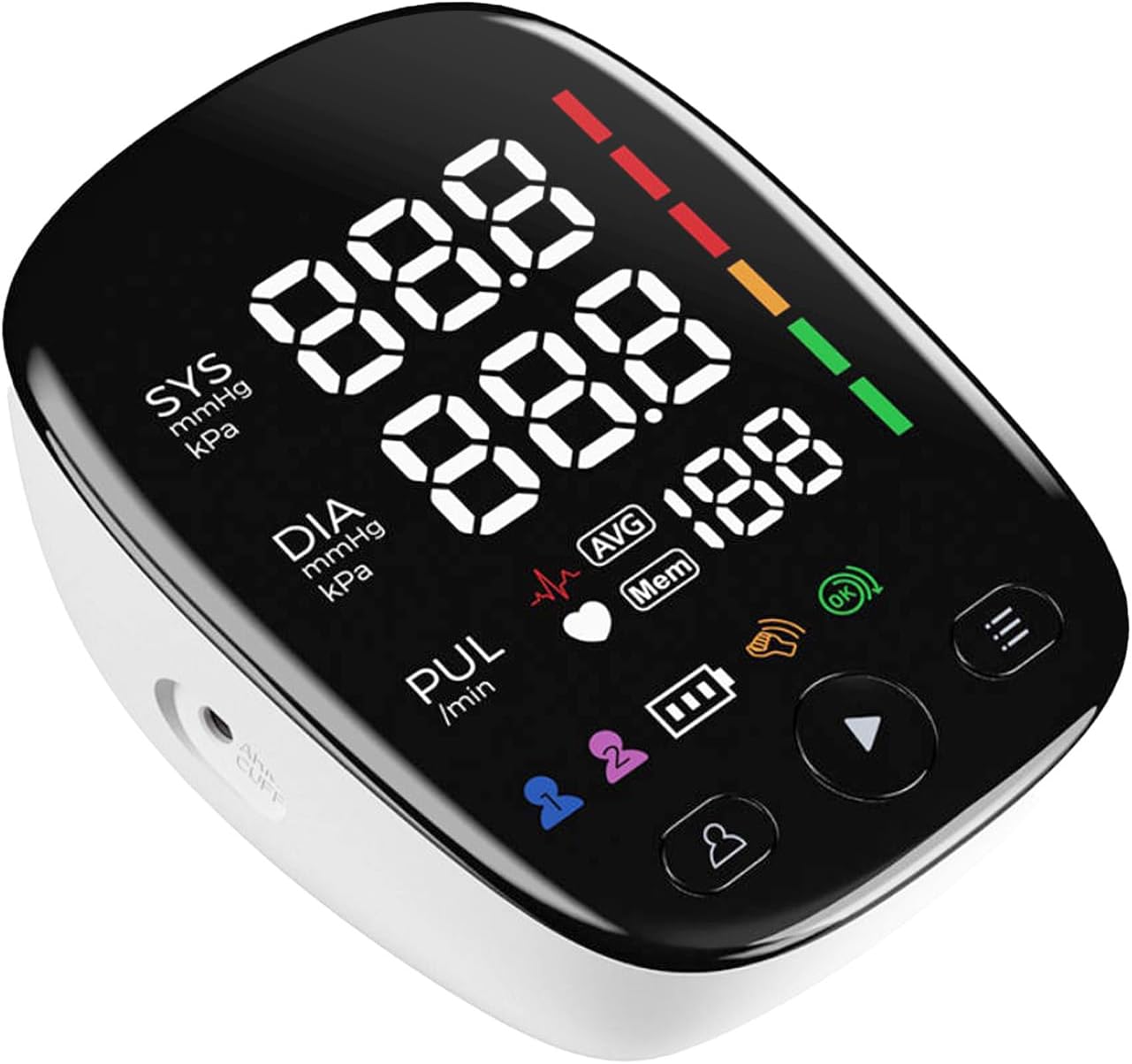 Upper Arm Electronic Blood Pressure Monitor with Large LED Display, Adjustable Cuff, USB Type-C & DC Power Options, One-Touch Operation, Accurate Oscillometric Readings, Home Use BP Machine