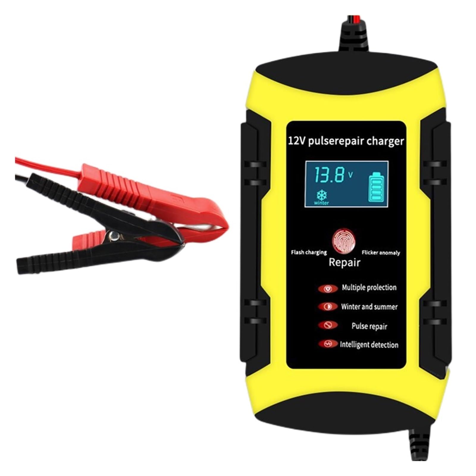 Cargador De Batería Coche Digital Pantalla LCD Motocicleta 12V 6A Protección contra Sobrevoltaje For Baterías Sin Mantenimiento Potente Carga Rápida
