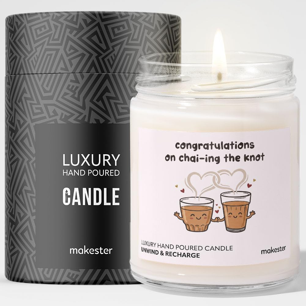 Wedding Gift for Indian Couple - Luxury Soy Wax Candle - Vanilla, Jasmine, Sugared Almond - Makester — image 1