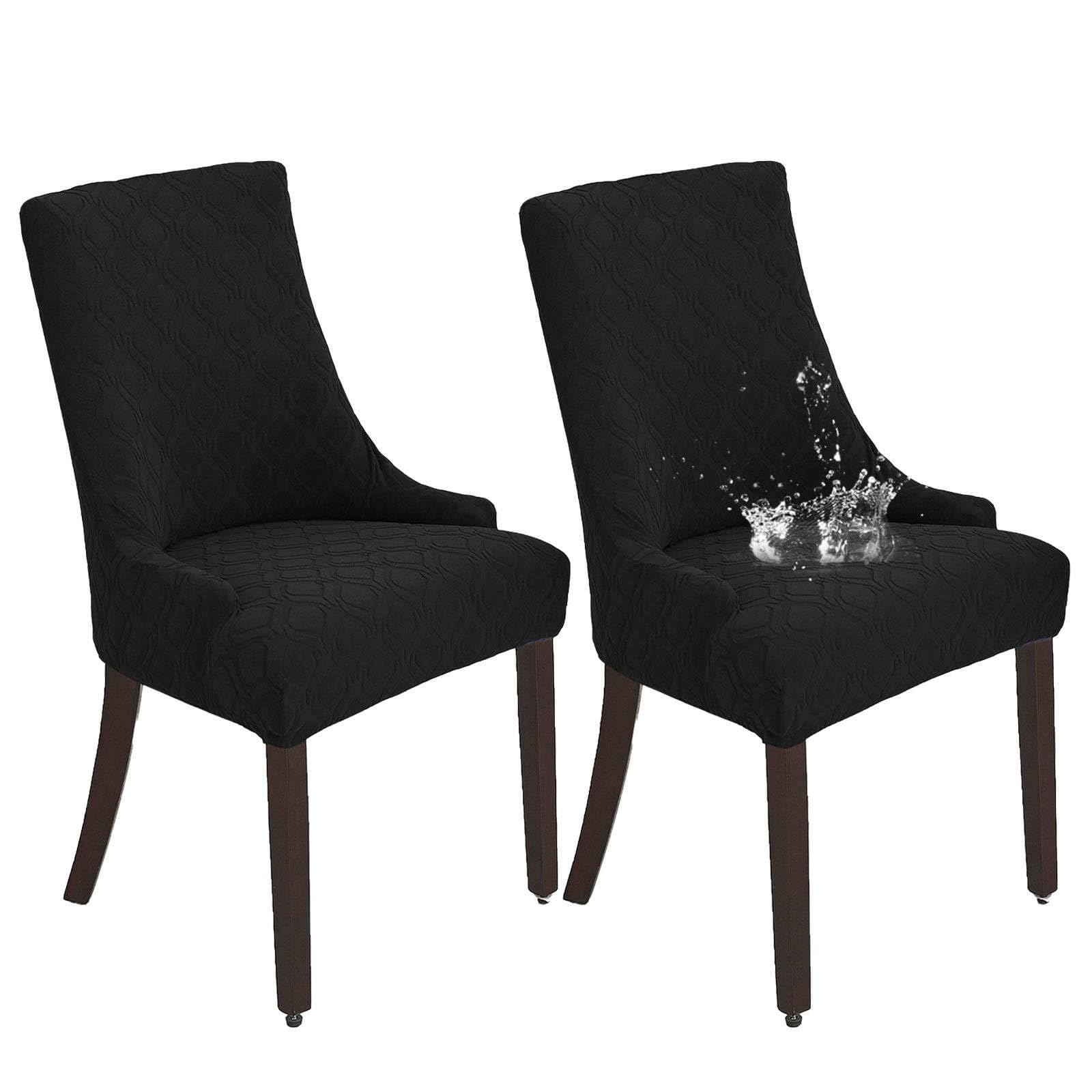 ZRCYXDW Waterproof Wingback Side Chair Slipcover, Stretch Wingback Chair Cover Slipcover Removable Dining Chair Covers Washable For Banquet Decoration-black-Set of 2