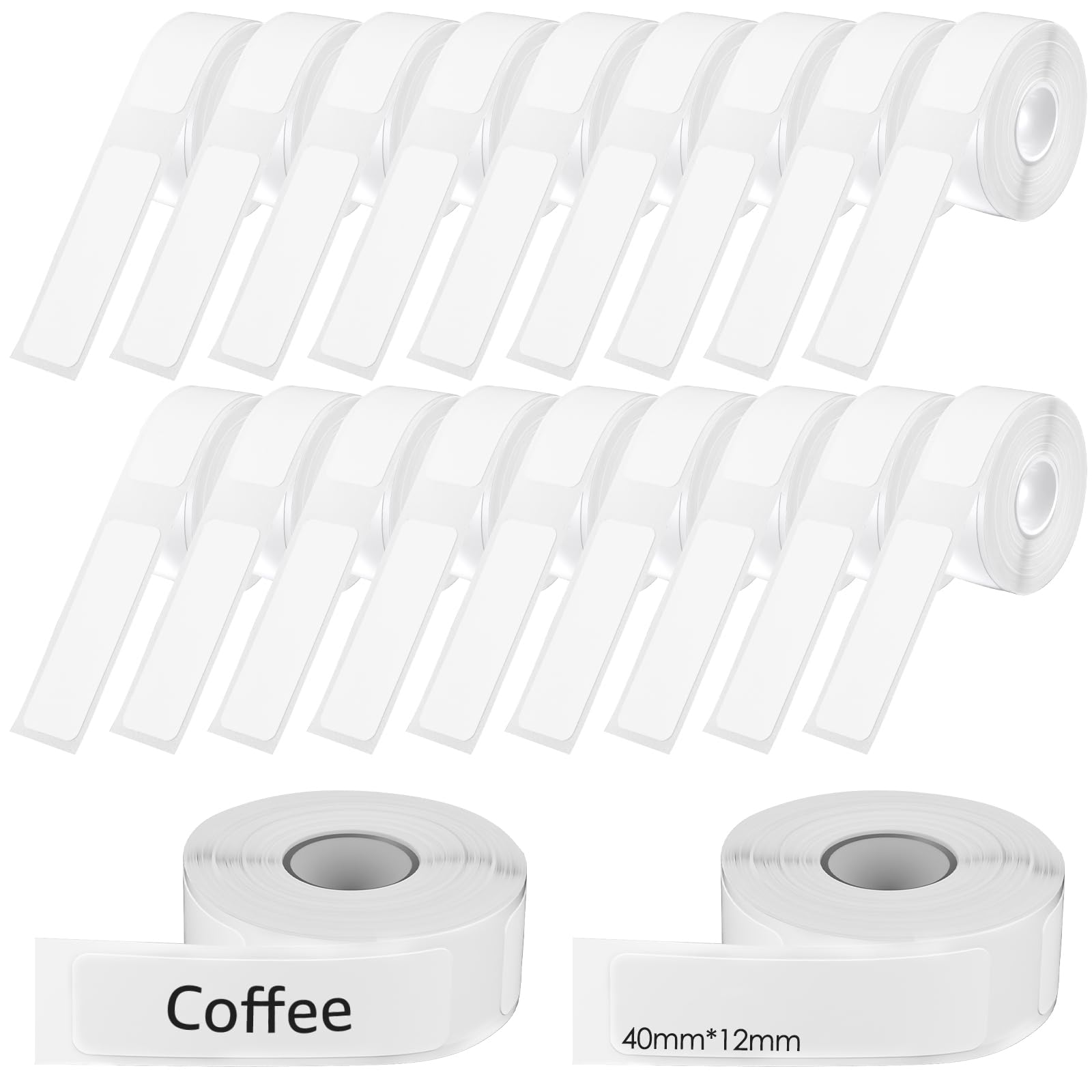 Foribyw 20 Rolls Label Maker Tapes for Phomemo D30, 3200Pcs12x40mm Waterproof Thermal Label Printer Sticker Paper, Self-Adhesive White Labels for Office, Home, School, Organization, White