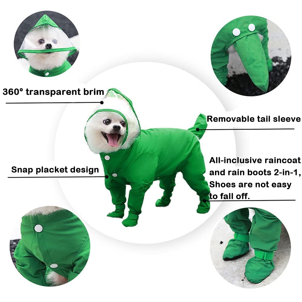 Imperméable pour Chien, Veste imperméable pour Chiots, imperméable à Capuche pour Petits Chiens, Bottes pour Tout Le Corps, Combinaison légère et Respirante, Poncho de Pluie (Pink S)