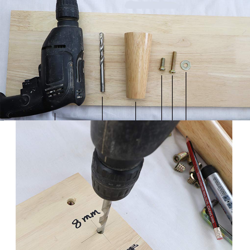 Confezione da 4 gambe di ricambio in legno da 27 cm, per divano letto e sedia, solidi piedini filettati conici M8 per decorazioni fai da te, gambe moderne per mobili in pelliccia