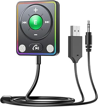 Bluetooth 5.4 Magnetic AUX Car Adapter | 3.5mm Nylon Cable, ENC+CVC8.0 Noise Cancelling,Hands-Free Call for Car Stereo & Home Audio Green