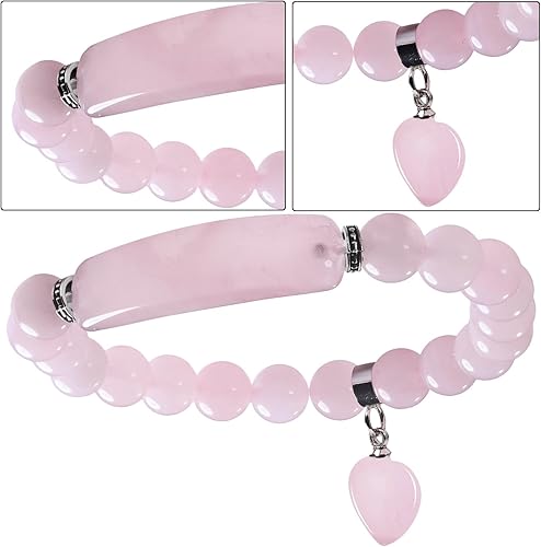 Miniatura 3 de Nupuyai Pulseras elásticas de 0.315 in para unisex, pulsera de piedra curativa con dije de corazón colgante de 7 pulgadas