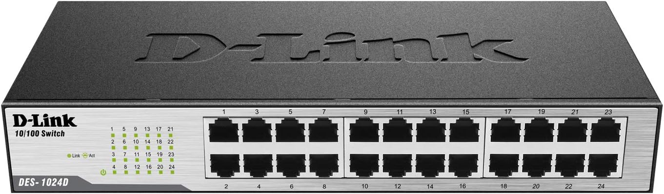 Gеt Pорulаr оƒƒеr D-Link Fast Ethernet Switch, 24 Port Unmanaged 10/100 Mbps Desktop Rackmount Network Internet Hub (DES-1024D), Black