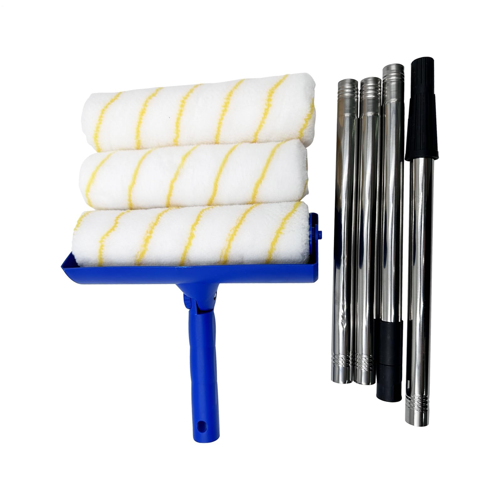Farbroller-Set, professionelles Farbset, komfortabler Pinsel mit Verlängerungsstange für Raumrenovierung, Gewerbeflächen, Heimwerkerbedarf und Inneneinrichtung (Blau)
