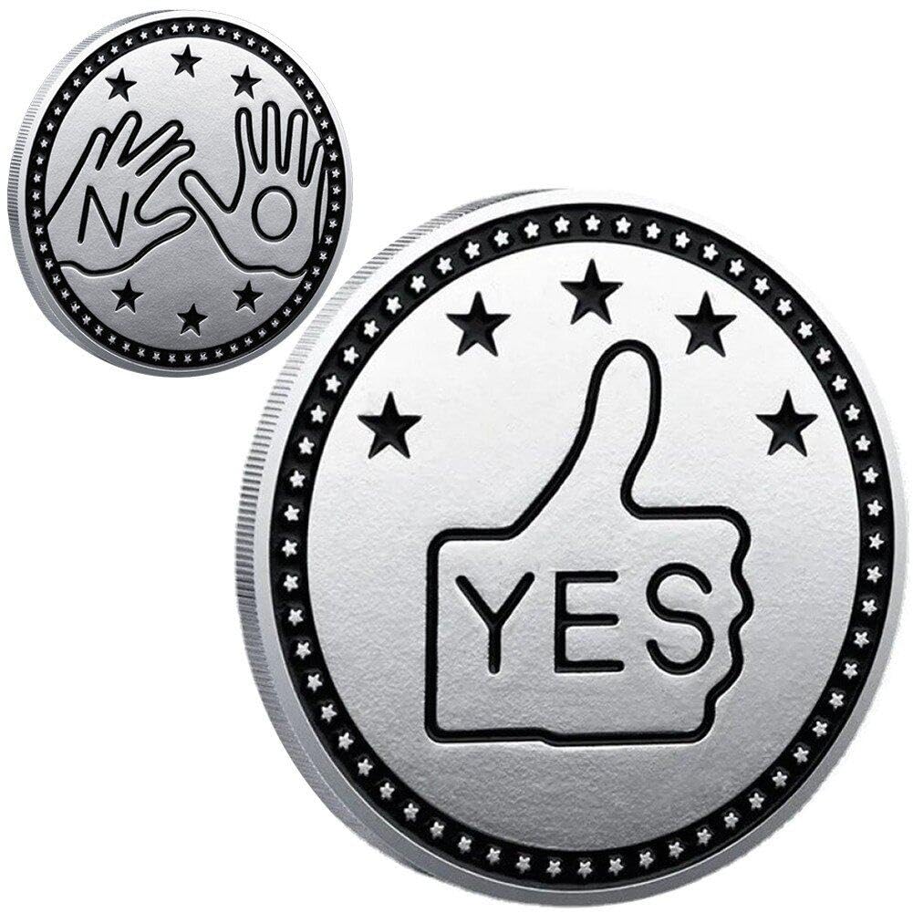 Sanfly Silver Yes/No Commemorative Lacquered Metal Badge Copper Coin Challenge Coin For Decision-Making Divination Game Coin