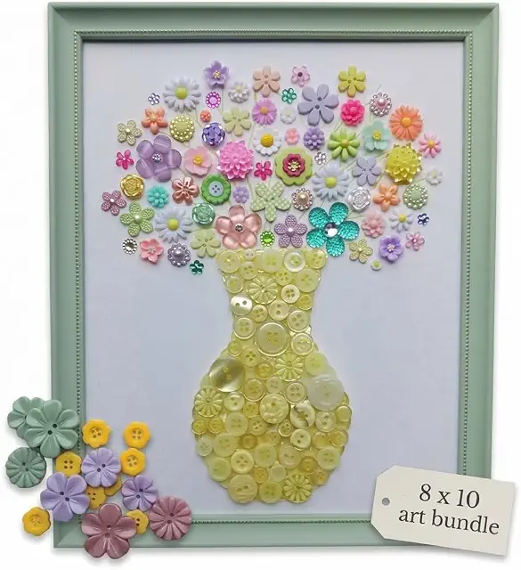 Button Art Canvas Craft Kids