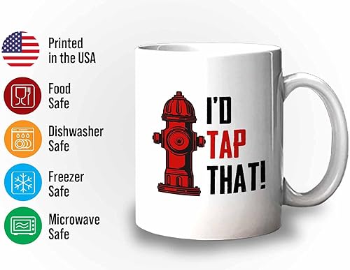 Miniatura 3 de Bubble Hugs Taza de café de bombero, Id Tap The, divertida hacha de bombero, hidrante, casco extintor, hermana, hijo, bombero, 11 onzas, color blanco