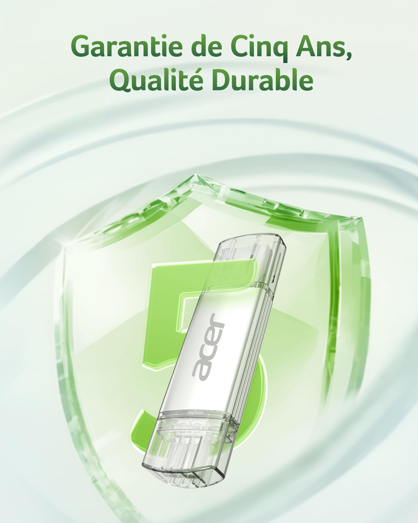 Acer Clé USB UT300 256 Go USB 3.2 Gen1 150 Mo/s Double Port Type-A & Type-C