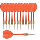 The Dreidel Company 12 Plastic Throwing Dart Arrows Toy, Plastic Flights, and Metal Pointy Copper Head Tips Darts, Red 5