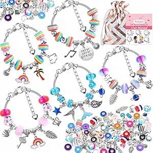 Acejoz 85 Pcs Charm Bracelet Making Kit, DIY Charm Bracelets Beads for Adults and Beginner Jewelry Making Kit