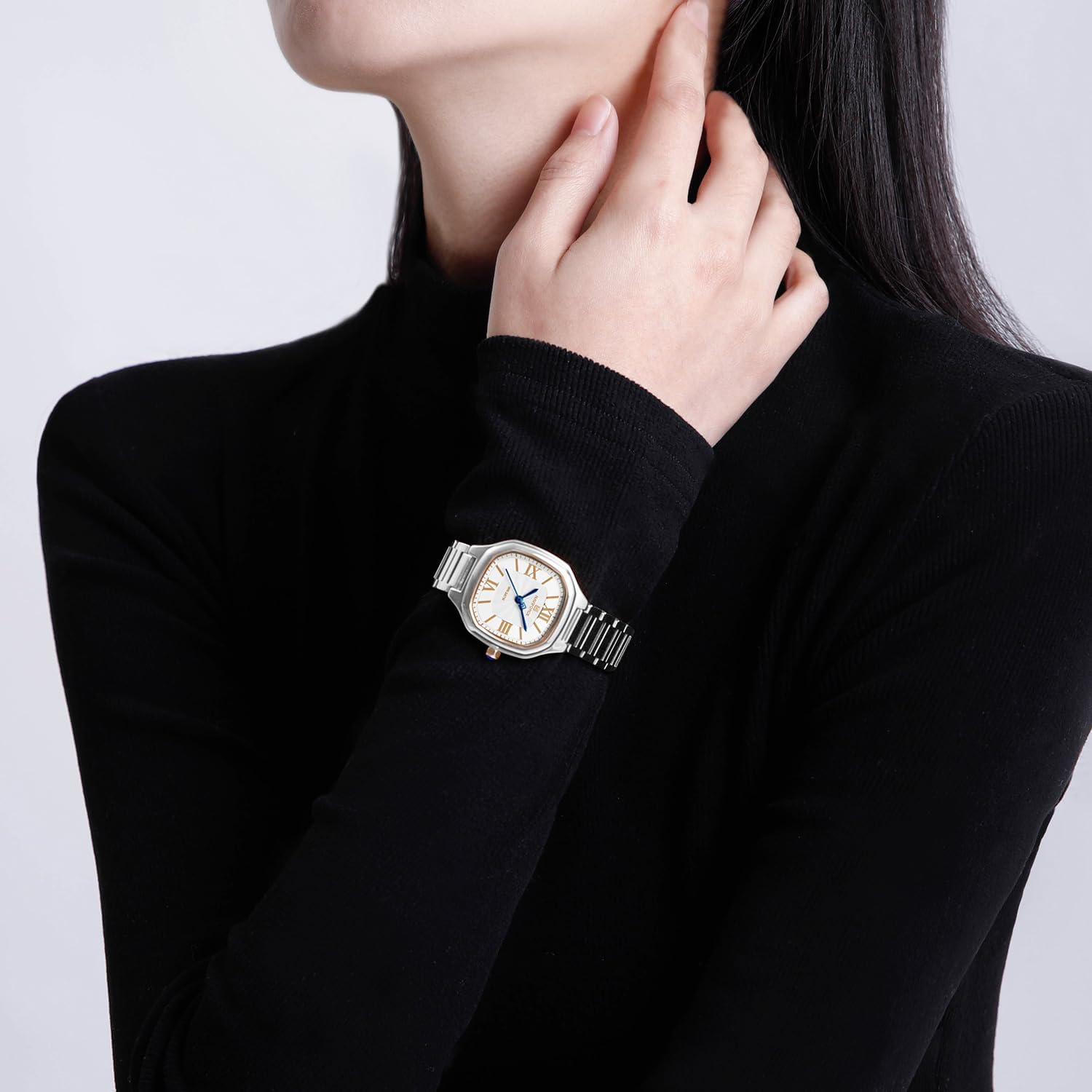 NAVIFORCE Fashion Vintage Watches for Women with Square Case Roman Dial,Stainless Steel Band Bracelets - Image 7