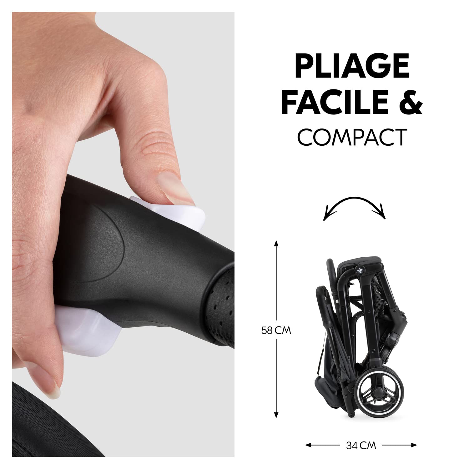 hauck Poussette Compacte Voyage Travel N Care Plus, Légère seulement 7,2 kg, Inclinable et Pliable, Protection UV 50+, Jusqu'à 22 kg (3 kg Panier), Noir