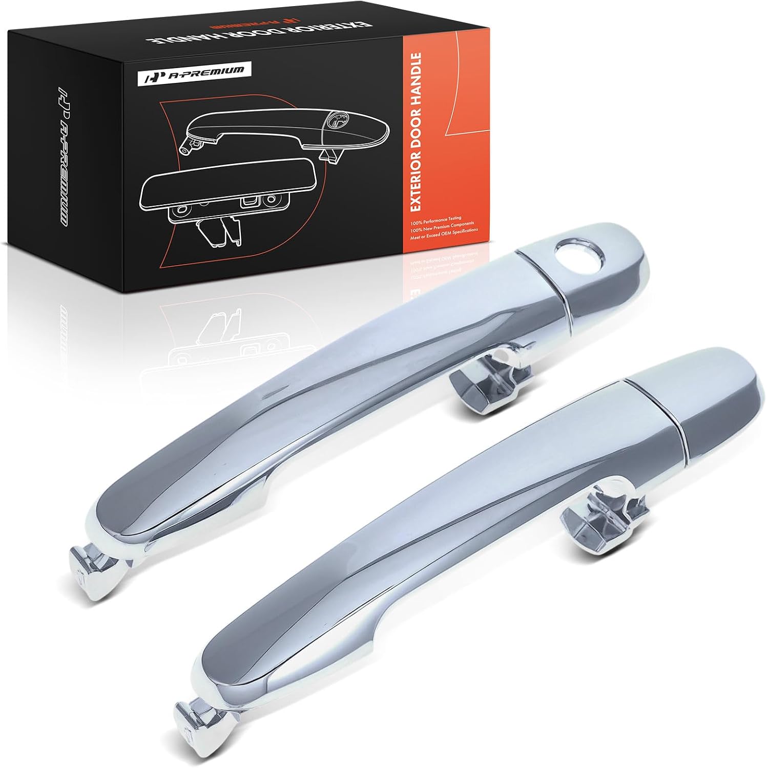 A-Premium Exterior Front Door Handles with Keyhole 2-Pack (Silver)