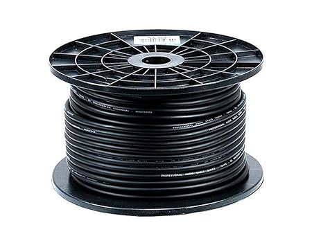 Monoprice 8.0mm Professional Microphone Bulk 16AWG Cable Cord - 250 Feet- Black With High-Purity, Oxygen Free Copper Conductors And Braided Copper Shield