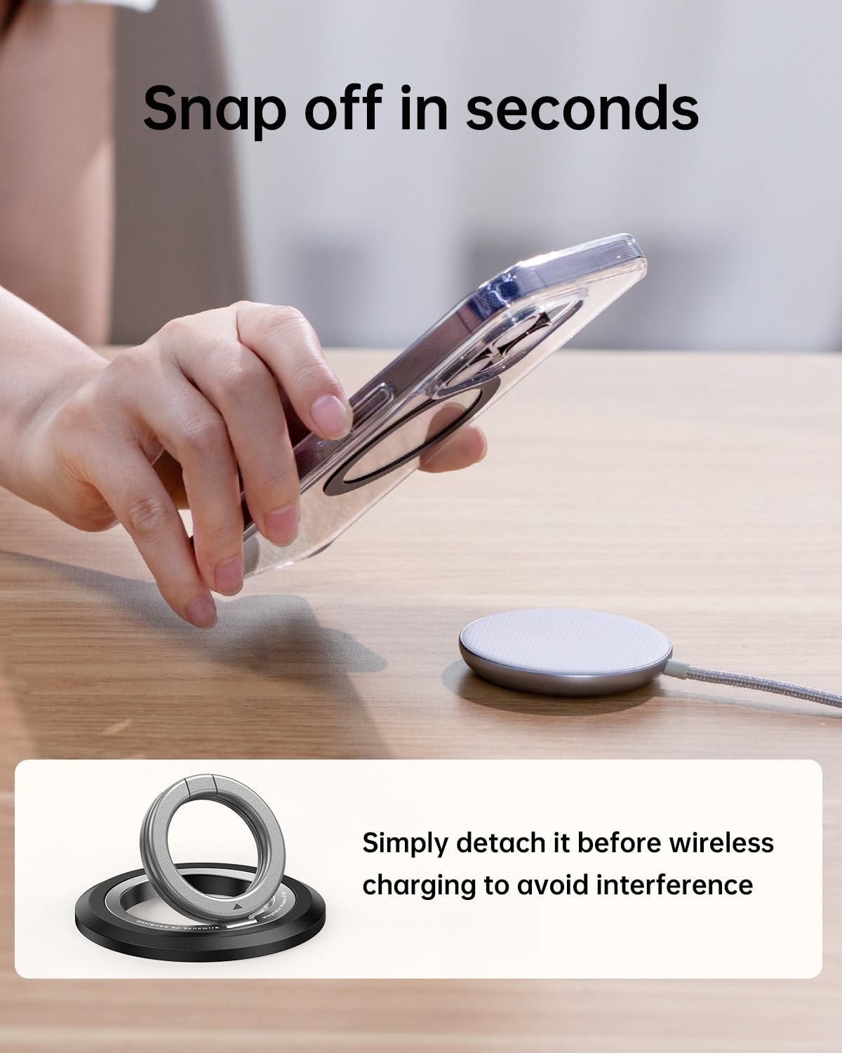 SYNCWIRE Supporto ad Anello Magnetico Cellulare per MagSafe [Confezione da 2] Rotazione a 360° Supporto Magnetico Bifacciale Compatibile con iPhone, Android, etc Accessori MagSafe