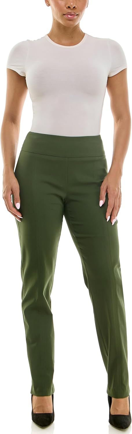 Zac & Rachel Women's Millennium Fabric - Slim Leg Pull-On Pant, Kombu Green, 14 - Image 2