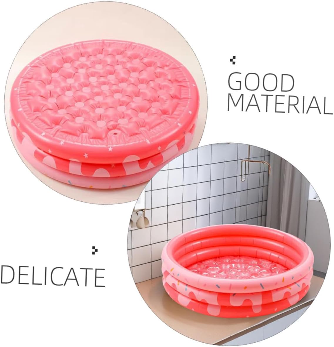 Thickened Inflatable Small Round Pool Pink Indoor Outdoor Summer Swim Pool for Boys Safe Water Play and Party Fun