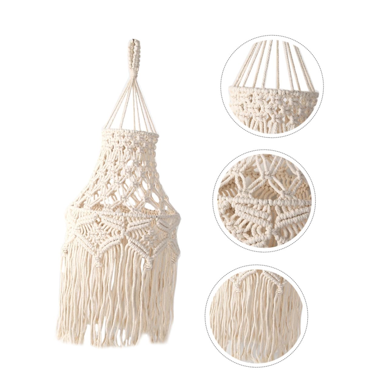 STOBAZA Paralume in Cotone Beige Fatto Bohemien per Lampada da Soffitto Decorativa per Soggiorno e Camera