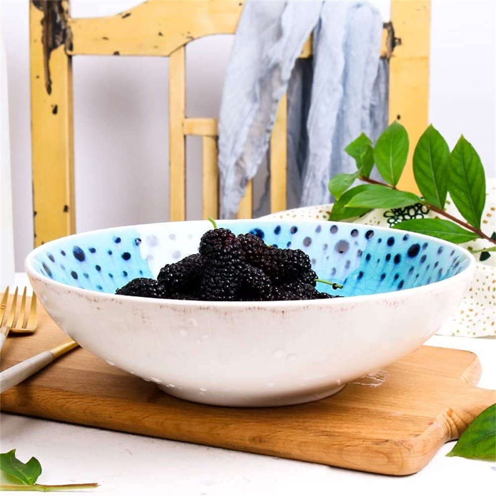 ERoomQ Pasta Bowls Soup Ramen Noodle Bowl Fruit Salad Pasta Bowl Creative Hand Painted Ice Cracked Bowl Mixing Serving Bowl 7.6 Inches Salad Bowls,