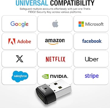 Thetis Nano-A FIDO2 Sicherheitsschlüssel Hardware Passkey Gerät mit USB Typ A TOTP/HOTP FIDO2.0 Zwei-Faktor-Authentifizierung 2FA MFA funktioniert mit Windows/Mac/iOS/Android/Linux/Gmail/Facebook