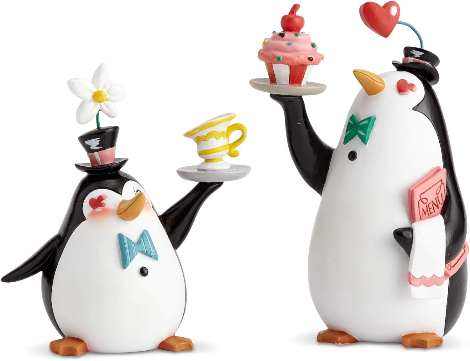 Enesco World of Miss Mindy Mary Poppins Penguin Waiters Figurine Set, 4.72 Inch and 5.9 Inch, Multicolor