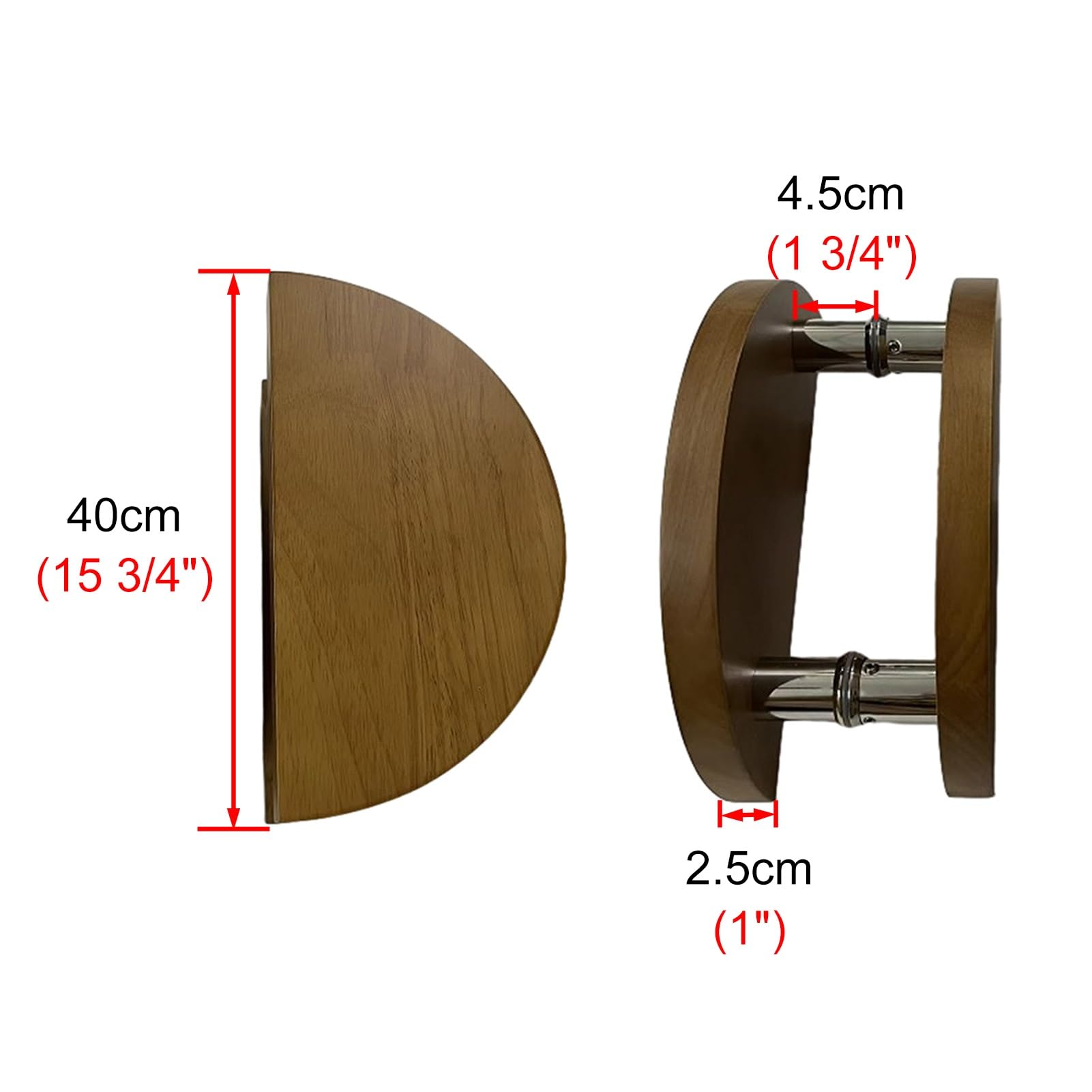 Manija de puerta de madera, asas redondas sólidas con accesorios de montaje, manija de puerta delantera y principal de vidrio de doble cara para entradas e interiores