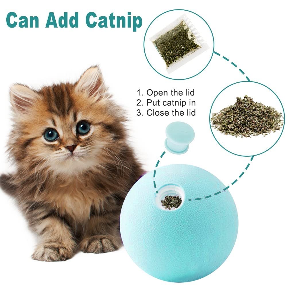 Palline Con Piume Per Gatti - 3 Pezzi In Silicone - Giocattolo Rimbalzante Per Interni Ed Esterni - Foto 2