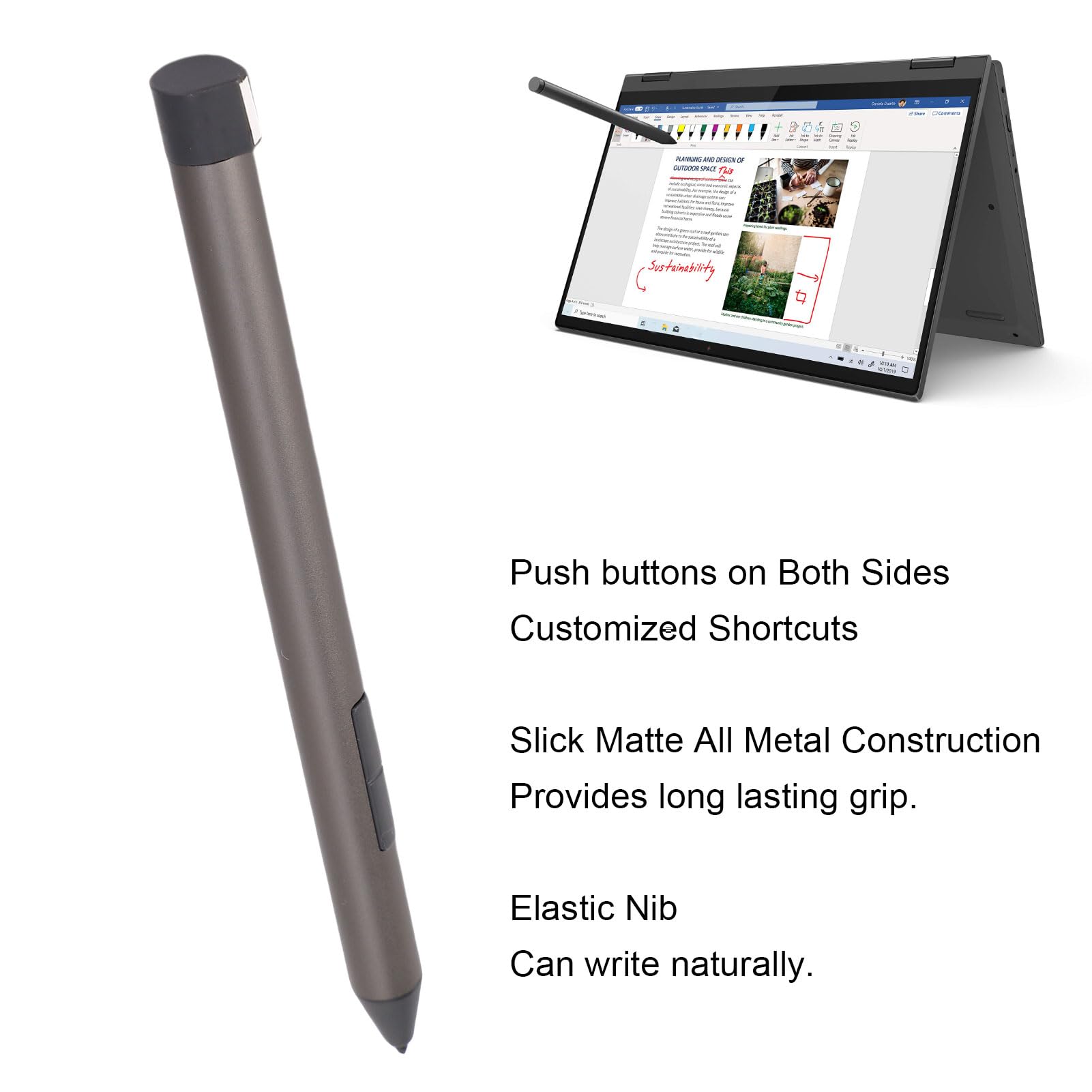 Cocoarm Penna Stilo Digitale Matita Stilo in Metallo 4096 Livelli di Pressione Batteria AAAA Doppi Pulsanti Laterali per Scrivere Note di Disegno su Tablet Yoga Yoga Air 14C X1