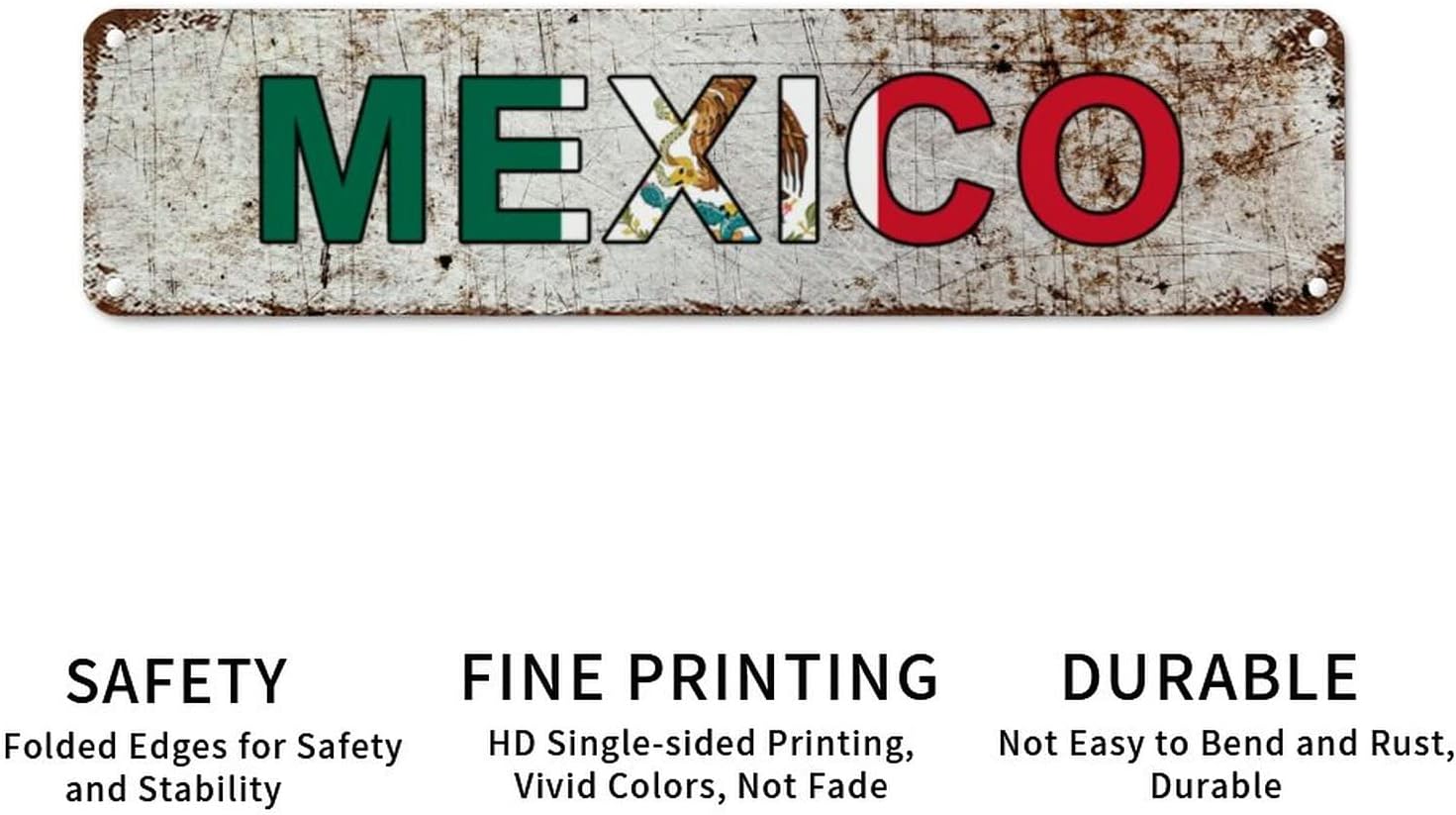 Personalized Mexico Street Sign Mexico Flag Metal Sign Patriotic Decorations Metal Tin Sign Vintage Indoor & Outdoor Decor for Home Man Cave Gate Garden Bars Cafes 24x6in