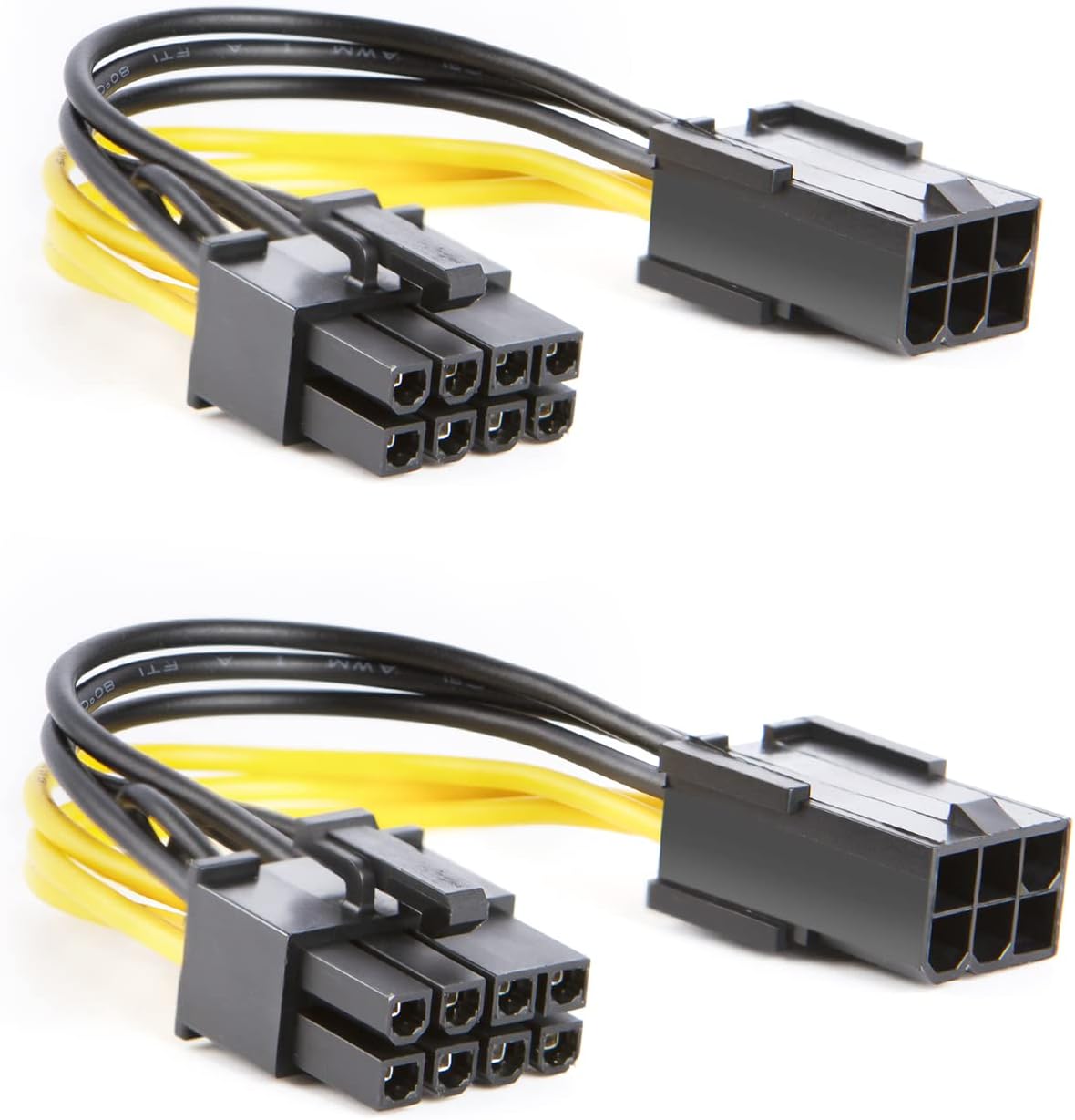 CableCreation 6-Pin to 8-Pin PCIe Express Power Adapter Cable - 2-Pack, 4 Inches / 10CM