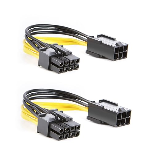 CableCreation Cable adaptador de alimentación PCIe Express de 6 pines a 8 pines, paquete de 2, 4 pulgadas / 3.9 in