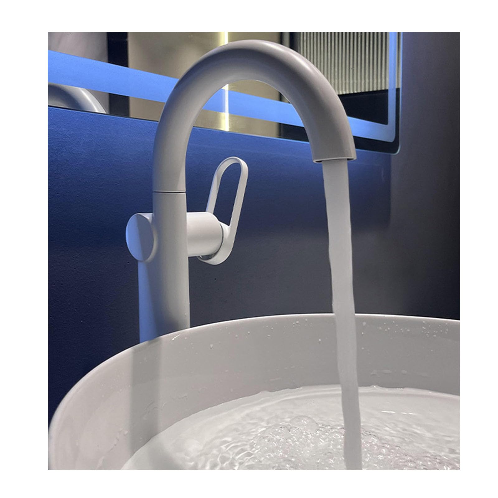 Csxsxauo White Single Handle Vessel Sink Faucet With Swivel Spout For Hot And Cold Water In Bathroom