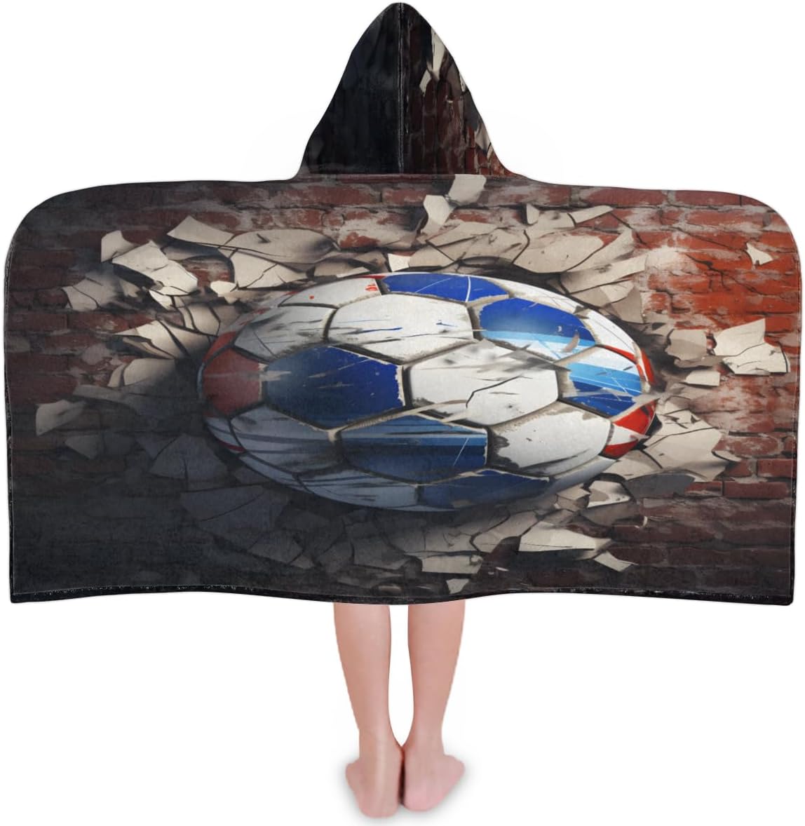 Pardick Kids Bath Towel Retro Wall Soccer Beach Towel with Hood Pool Cover Up for Girls Boys Soft Absorbent Hooded Bath Towel Toddler Towels for Beach, Pool