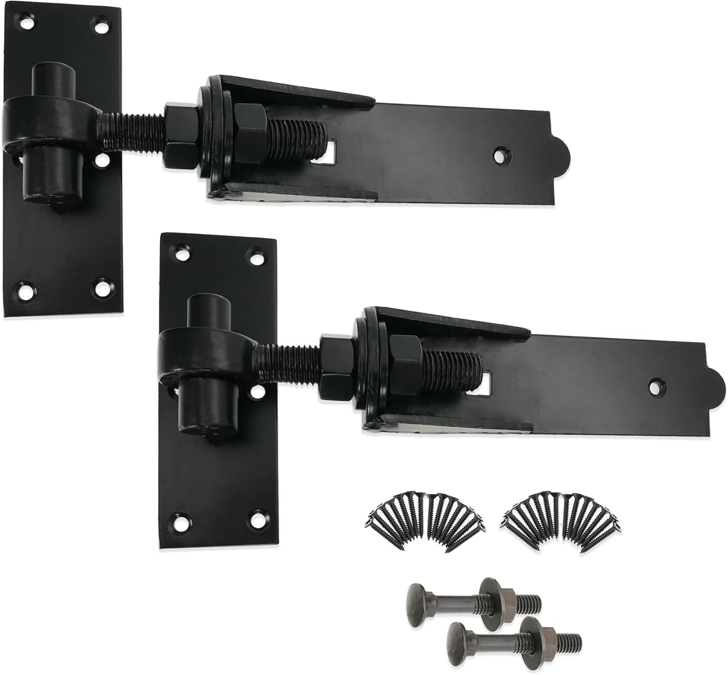 Infinity Decor Pair of Adjustable Hook and Band Hinges Epoxy Black Finish Heavy Duty Kit – Ideal for Wooden Gate, Garage Door, Garden Gate   (8 Inch)