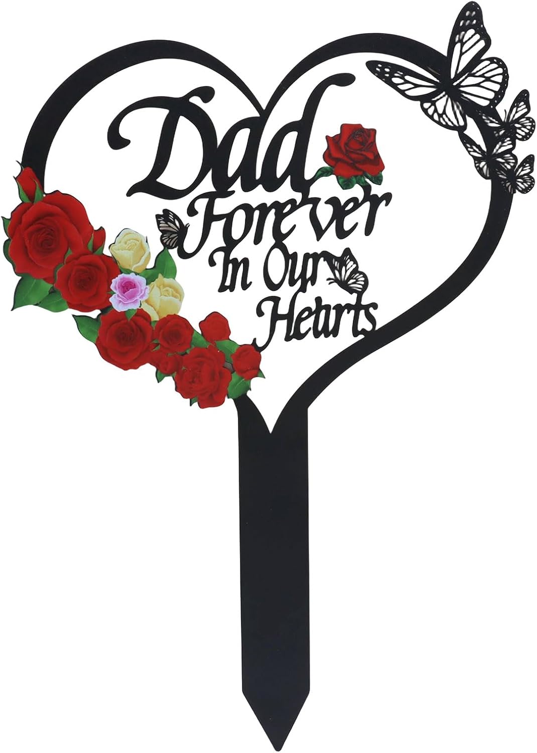 13.6 Inch Black Metal Dad Grave Marker