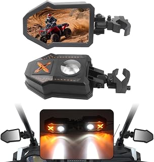 UTV Side Rear View Mirrors with Spot Light, Turn Signal & DRL | Fits 1.3"-2.0" Roll Bars for Polaris RZR, Can-AM, Yamaha, Suzuki, Arctic Cat & More