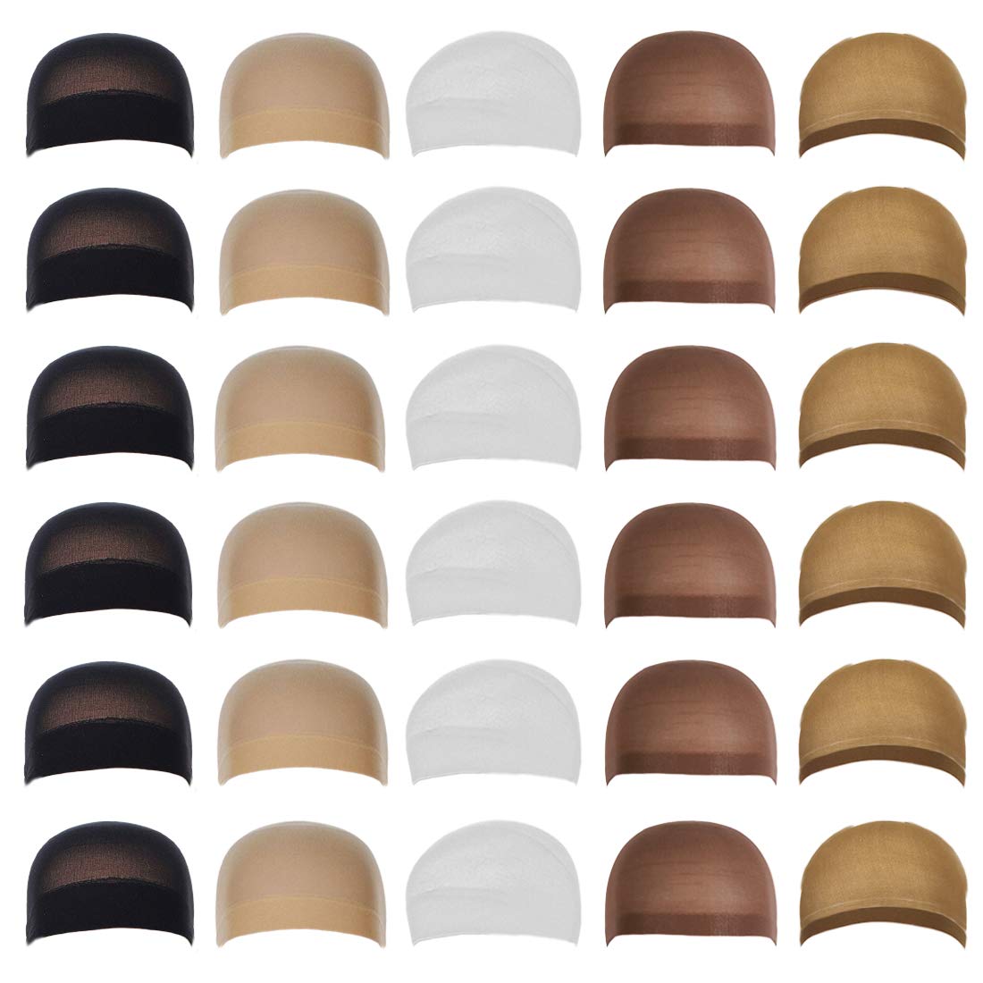 DEPHNARSA Perückenkappen für Strümpfe, 24 Stück, verschiedene Farben, dehnbare Nylon-Perückenkappen für Perücken, Perückenkappen für Damen und Herren (sortiert)