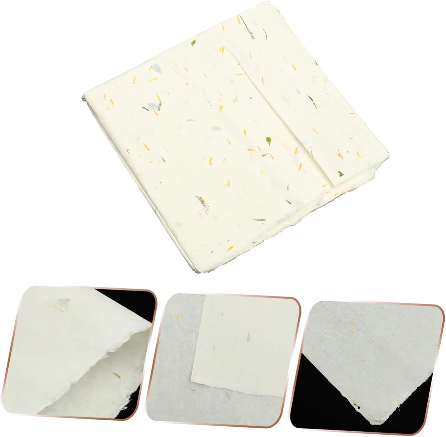 Uonlytech 10sheets Chinese Art Paper Dried Flower Pattern Rice Paper for Calligraphy Drawing and Decoupage Crafts Half-raw for Painting and Writing Projects