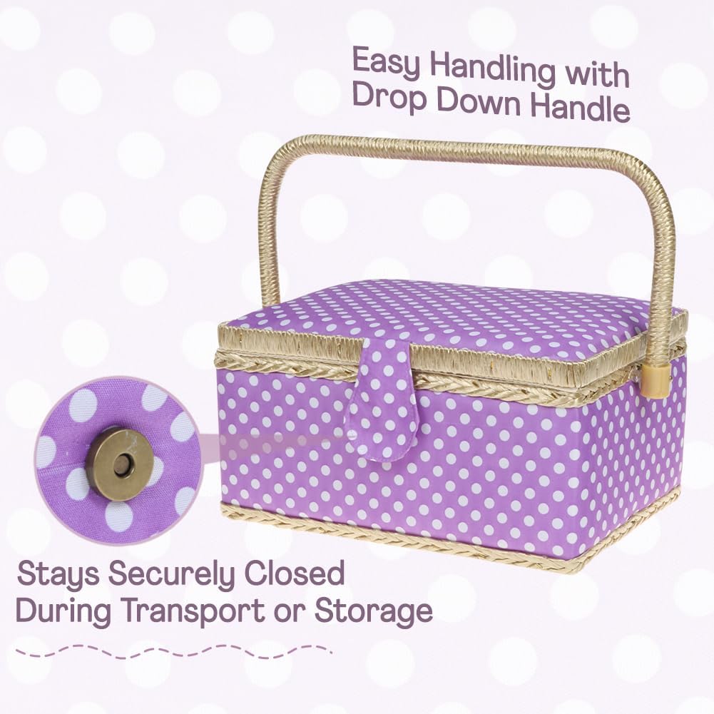 Sewing Basket with Accessories Sewing Kit Storage Organizer with Tools