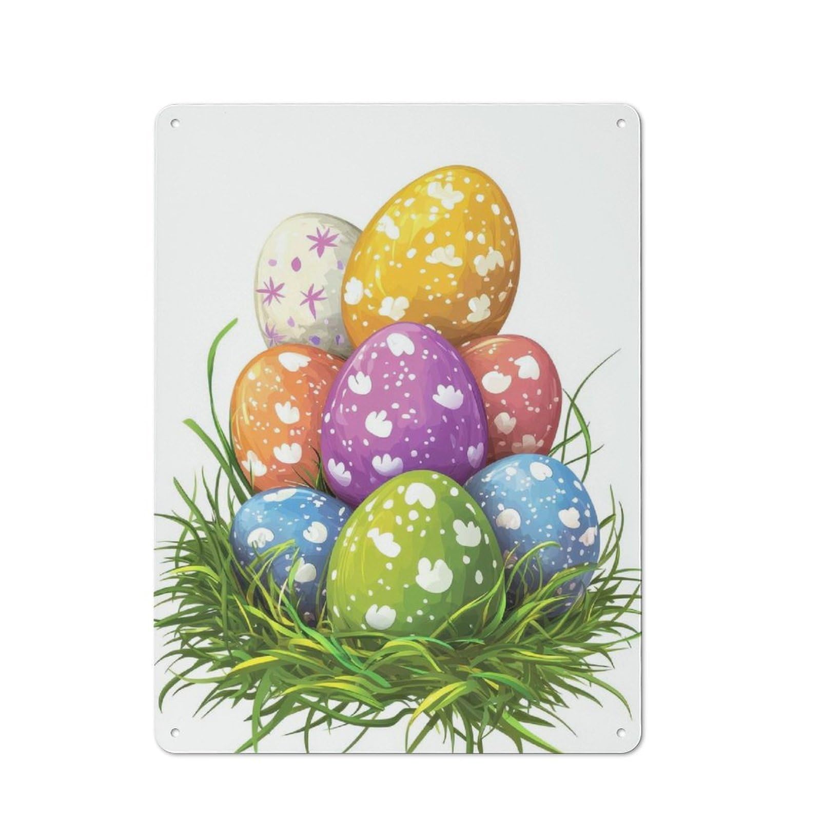 Easter Eggs Nest Industrial Metal Wall Decor 40x30cm, Tin Sign for Workshop, Basement, Shed Or Games Room