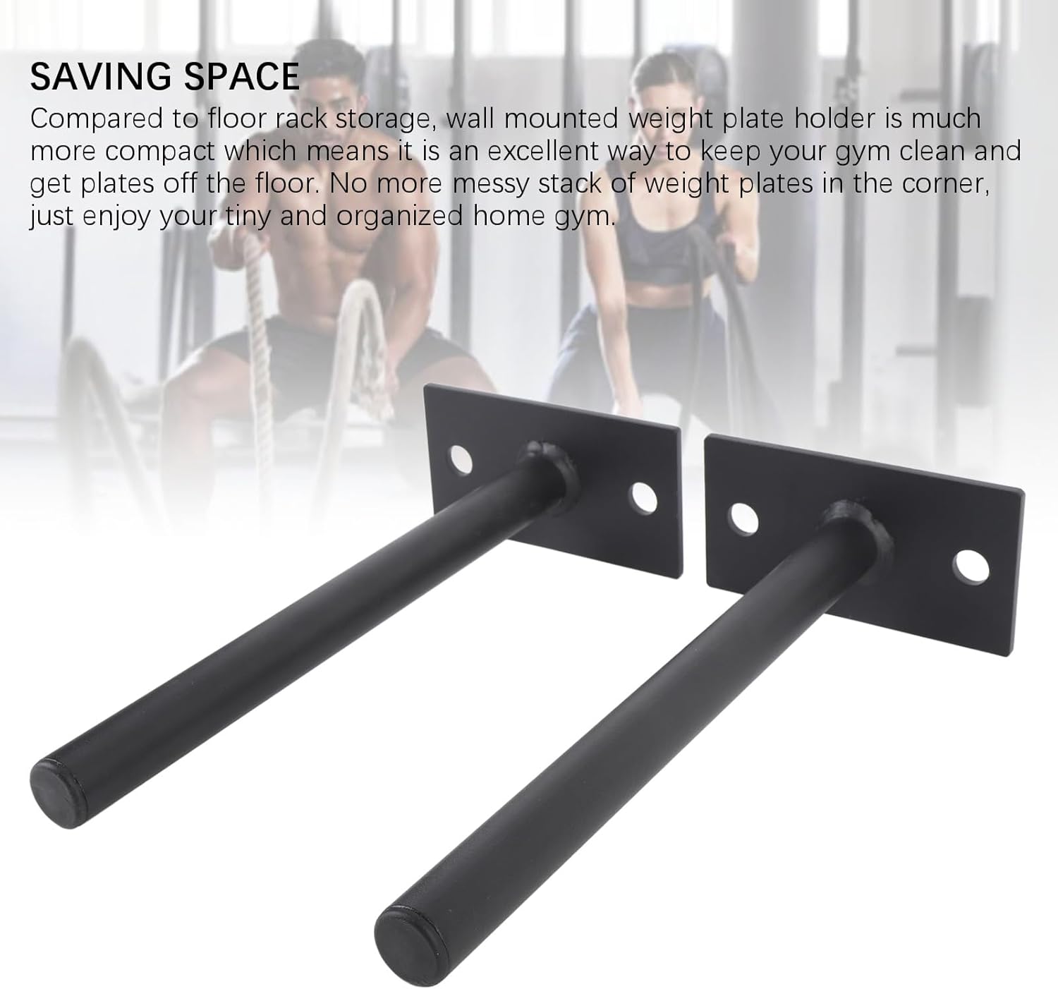 2Pcs Weight Plate Holder, Alloy Steel Wall Weight Plate Rack Wall Mounted Weight Rack Space Saving Wall Weight Storage Rack Organizer for Home Gym, Construction Diameter 1.0in