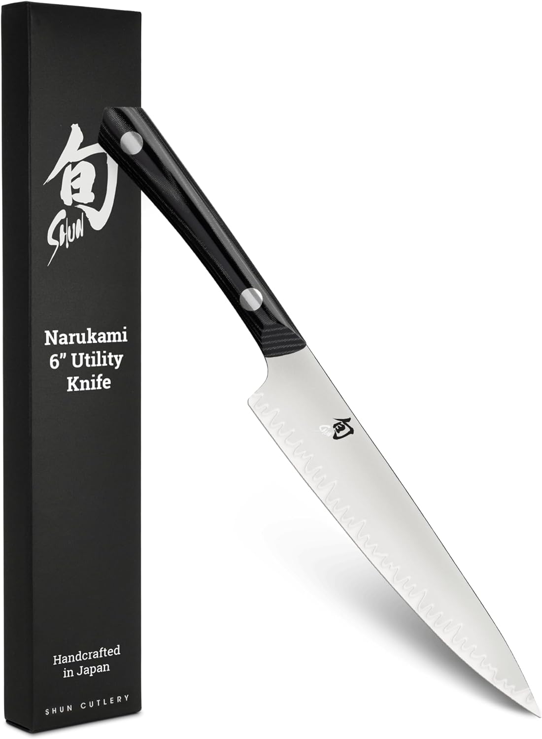 Shun Narukami 6" Utility Knife, Handcrafted Japanese Kitchen Knife, Blue II Carbon Steel Core & San Mai Stainless Steel Cladding, Micarta Handle, Precision & Sharpness for Professional and Home Chefs